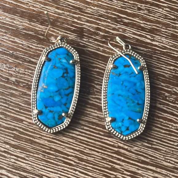 Kendra Scott Elle Gold Drop Earrings in Bronze Veined Turquoise Magnesite. - Picture 3 of 4